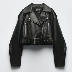Zara Leather cropped Jacket